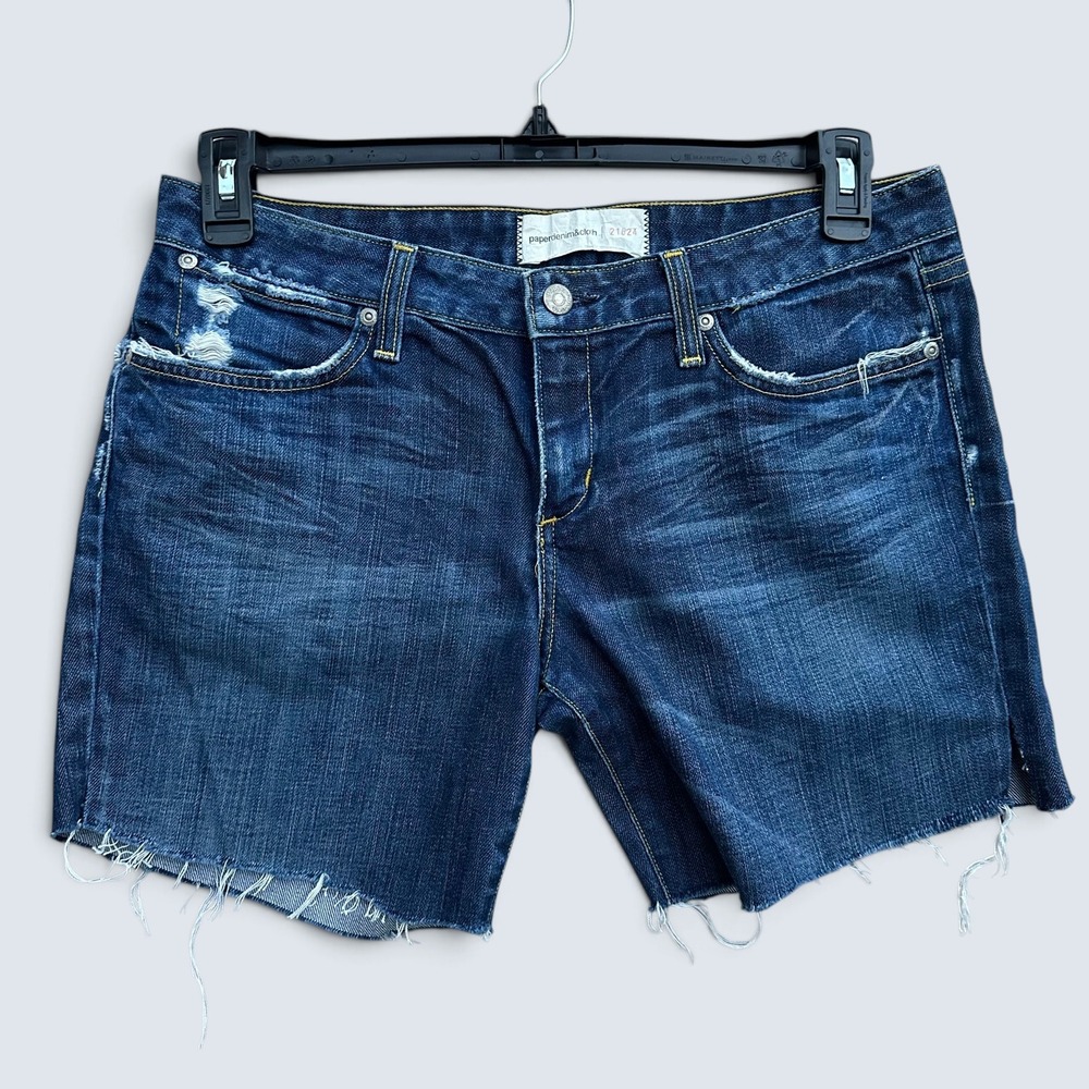 Paper Denim Cloth Womens Cutoff Jean Shorts Size 32 Blue Distressed Raw Hem